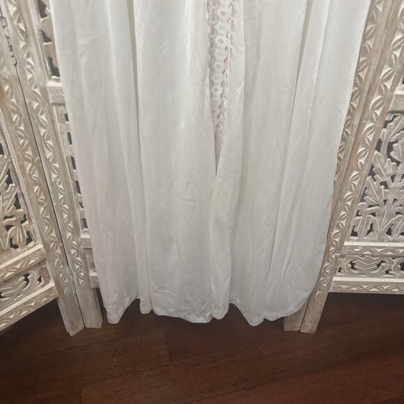 Vintage Dreamaway White Peignoir Movie Star Robe 2 Button Pink Lace Trim Nylon L - Picture 2 of 12